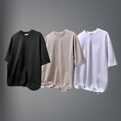 3 T-Shirts Oversize – Blanc, Noir, Beige | Qualité li katdwi 3la rassha ✅ ✔️ Paiement a la livraison 💸